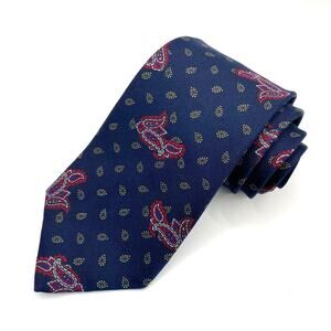 Vintage Liberty of London Men's Paisley Silk Tie Necktie Navy Red Made in USA